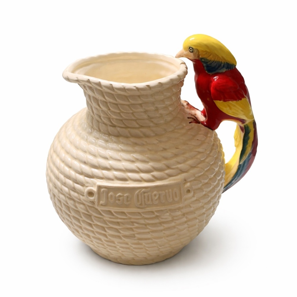Jose Cuervo Ceramic Pitcher 2 qt Parrot Handle Tequila Barware 8” Vintage 1984